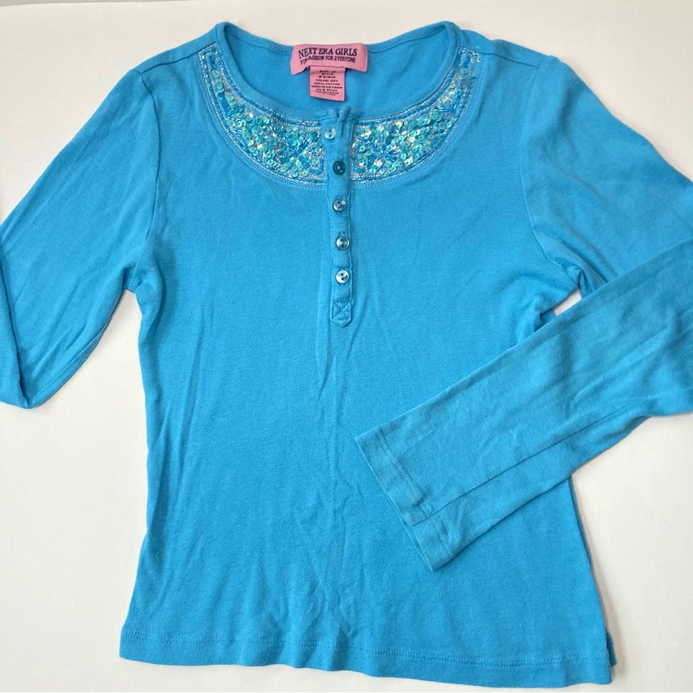 Girls  Henley Long Sleeve Top sz M